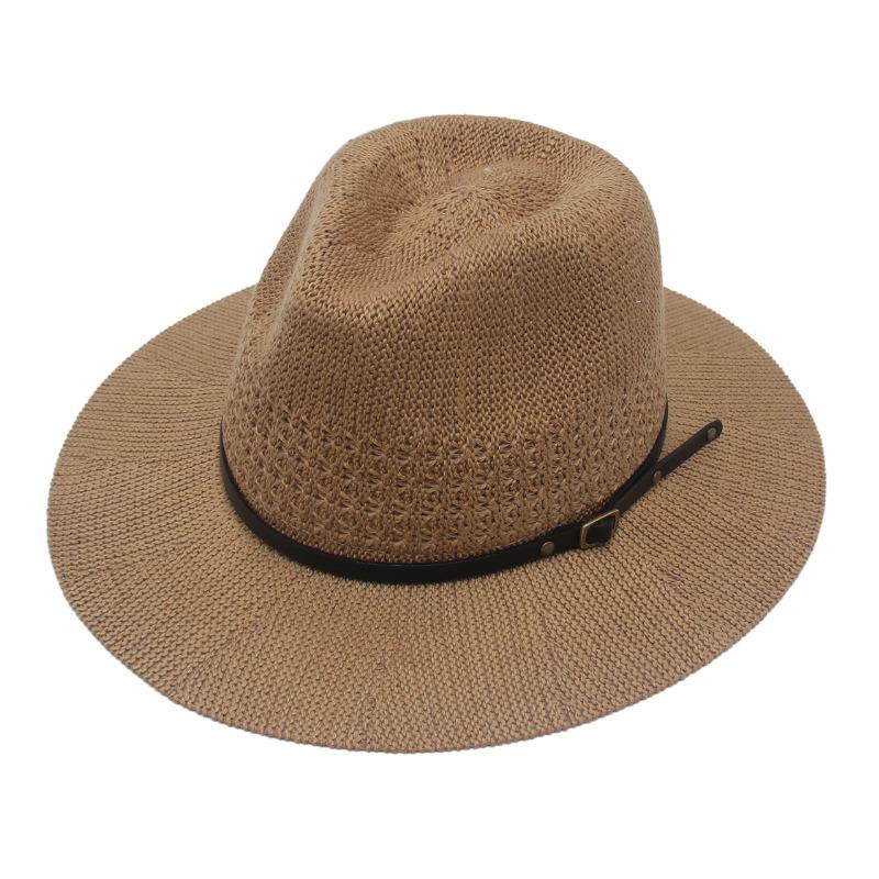 2023 Spring And Summer New Tibetan Top Hat European And American Style Couple Black Belt Woven Jazz Hat Casual Panama Hat