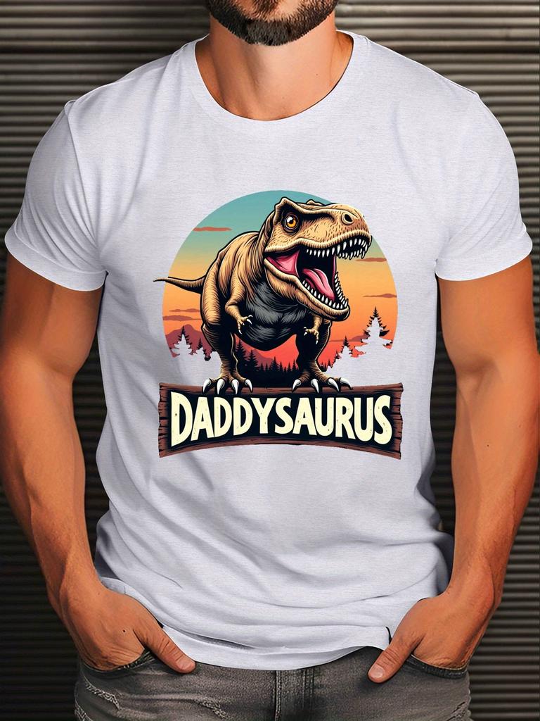 Daddysaurus Trex Dinosaur Dad TShirt 100 Cotton ONeck Short Sleeve Summer Casual Unisexs Tshirt Streetwear