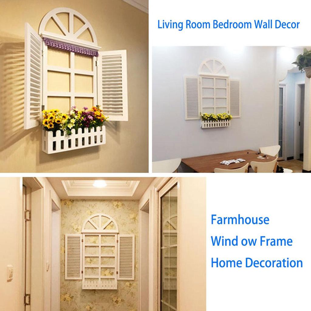 Vintage Rustic Style Window Frames Farmhouse Wall Decoration Hanging Window Frame Home Decor Corridor Living Room Bedroom Art Ornament Picture Frames