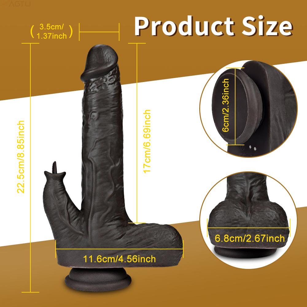 Heating Thrusting Dildo Licking Vibrator For Women, Realistic Dildo Wireless Clitoral Stimulator With 6 Telescopic & 10 Vibrations & 10 Licking Modes