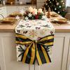 Bows Accents Holiday Table Runner Golden Accents Festive Table Decoration  Winter Xmas
