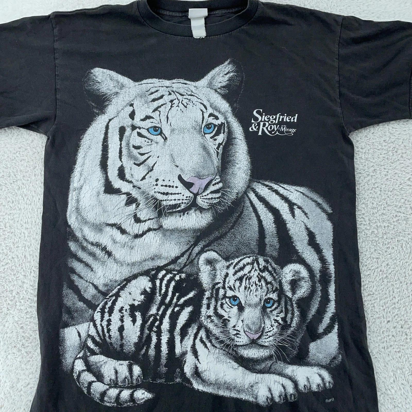 

Vintage Siegfried & Roy T-Shirt Mens XL Black White Tiger Animal Graphic 90s M