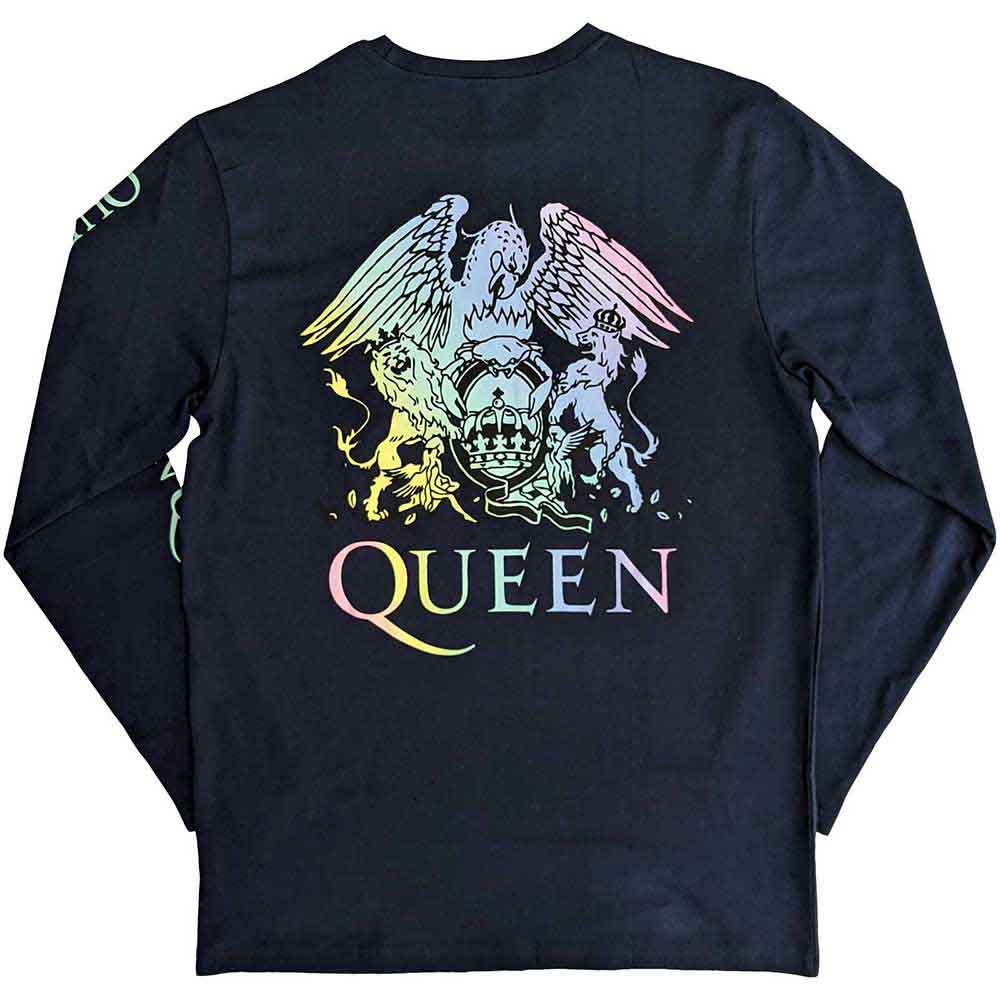 Queen Unisex Adult Rainbow Crest Long-Sleeved T-Shirt