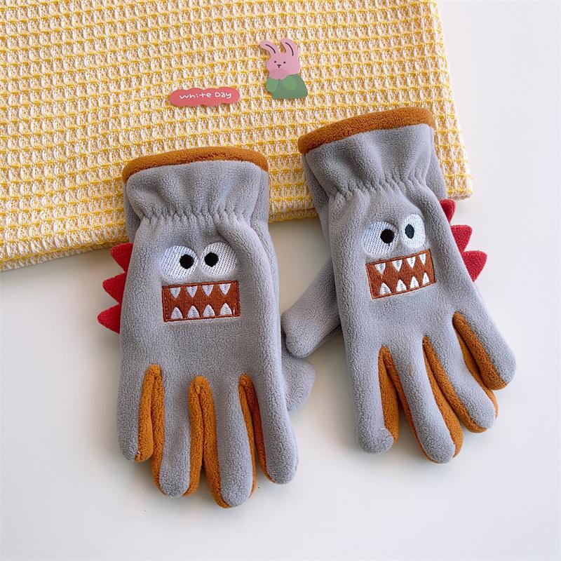 Warme Plüschhandschuhe für Kinder Cartoon Weich Outdoor Polarfleece Winddicht Skifahren Radhandschuhe Kind Schüler Kleinkind Rad Fäustlinge