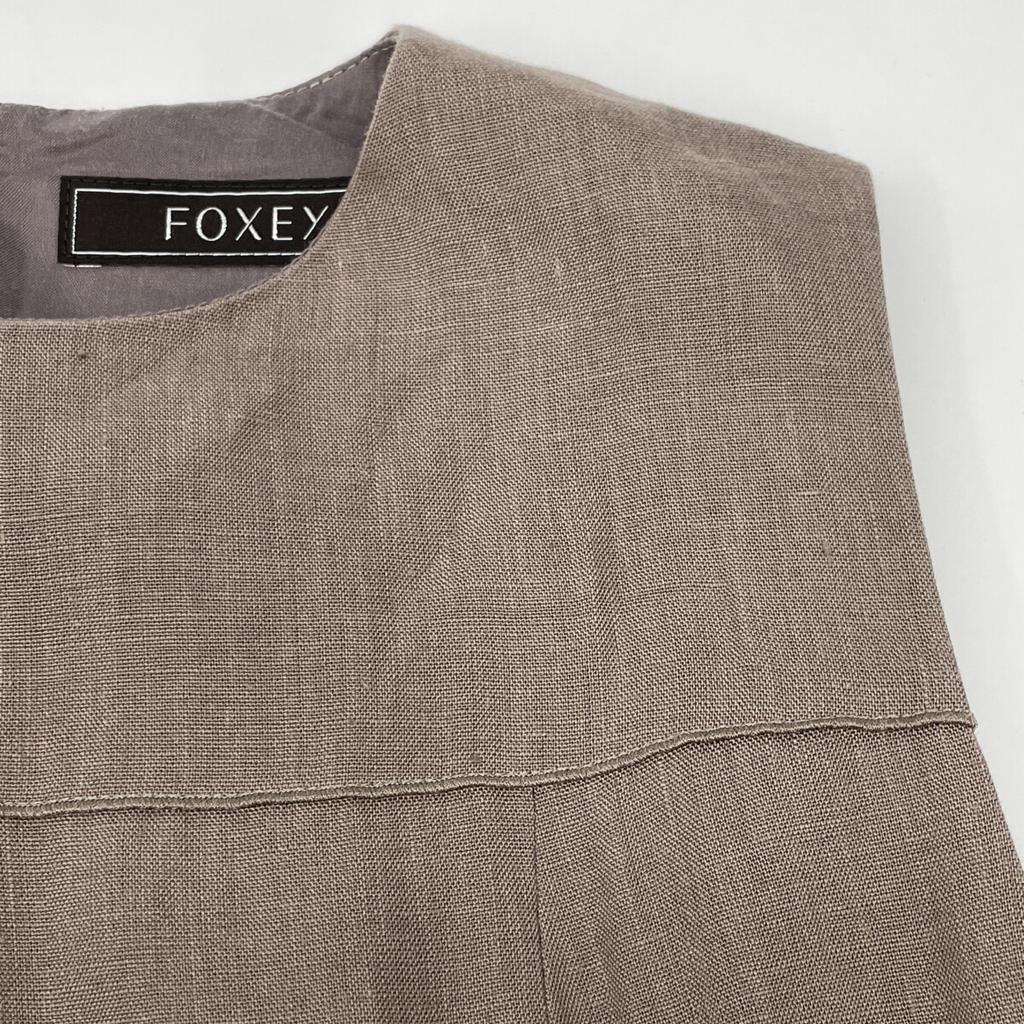 FOXEY Brown Linen 100 Gardenia Dress Dress 38 BrownUsed