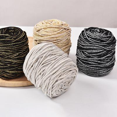 50M Length Silver-gold Filament Round-ply Cotton Rope 4mm Wide for DIY Handmade Woven Rope Bags Accessories DecorationS