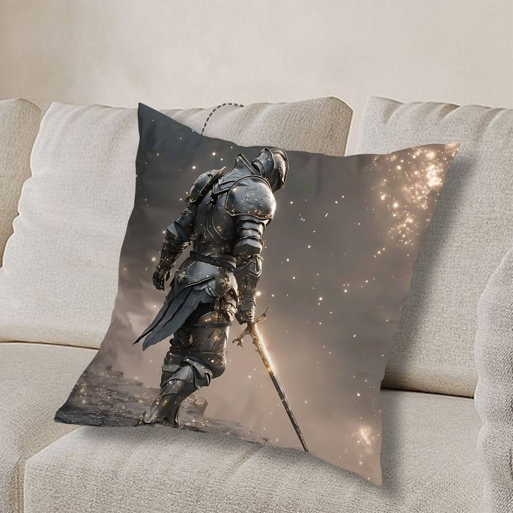 fully armed Medieval Knight Pillow Case Pillow Case Living Room Sofa Cushion Cover Suitable For Home Bedroom Room Decoration