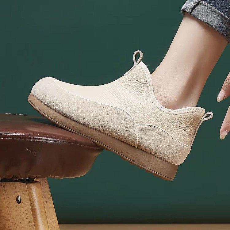 Флисовые и Утепленные Ботильоны, Плоские с Круглым Носком, Нескользящие Снежные Ботинки, Хлопковые Ботинки 40 бежевый