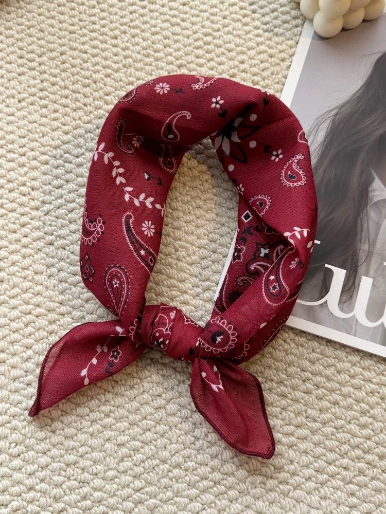 18Cm Cotton and Linen Cashew Small Square Scarf Spring Summer and Autumn Thin Decorative Scarf Air Conditioner Room Neck Scarf Headband Headscarf