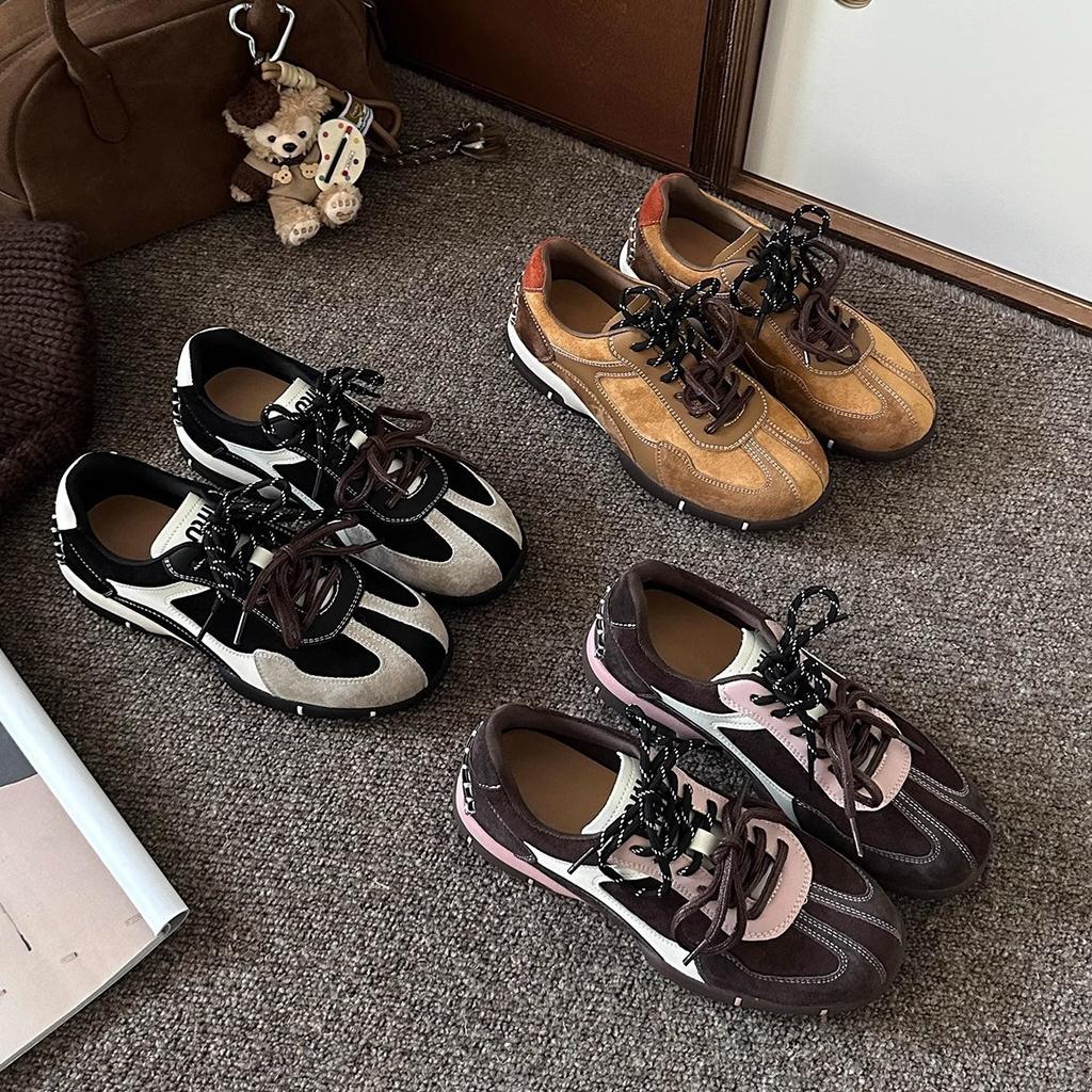 Sheepskin Version Retro Moral Training Shoes Women's 2025 Early Autumn Internet Celebrities New Shoes Women's Flat Baseplate Shoes Casual Sports Women