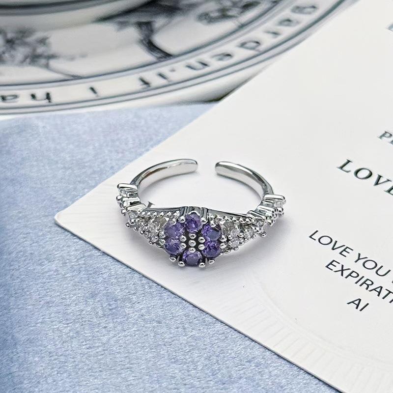 Irregular Color Butterfly Pink Zir*****Pen Ring Personality Niche Design Advanced Sense Love Stacked Ring Woman