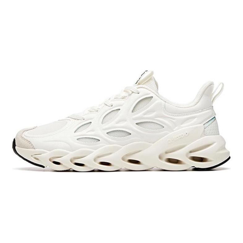 Anta Textile, Synthetic Leather Cushioning Support Balance Impact Resistant Low top Running Shoes Men's Ivory White 912025566-1