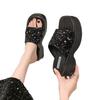Thick Bottom Slope Heel Cool Slippers Women's Summer Wear 2025 New Super Fire Sequins High-end Feeling with Skirt Beach One-word Drag