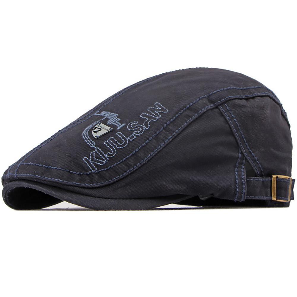 

HT4636 Berets 100% Cotton Spring Summer Cap for Men Women Artist Painter Beret Hat Male Female Ivy Flat Cap Adjustable Beret Cap 55-60cm Adjustable темно-синього кольору