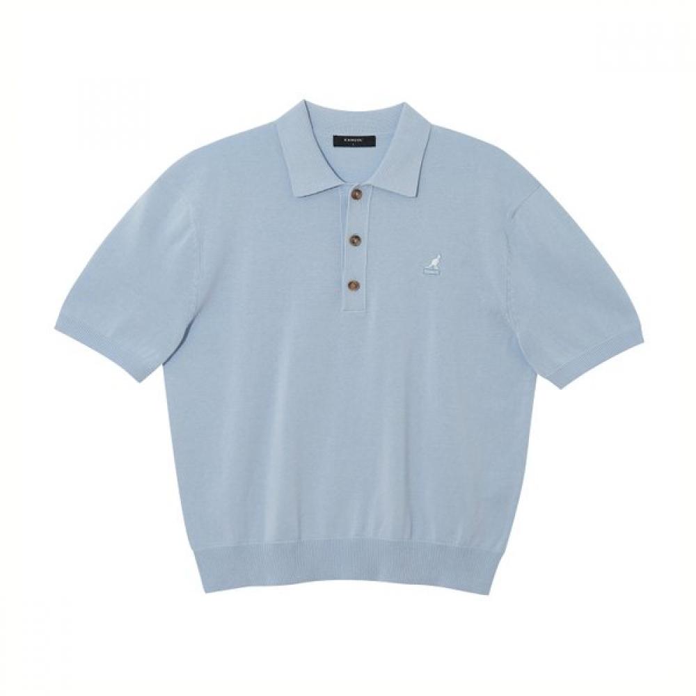 KANGOL Вязаный топ с коротким рукавом, светло-голубой, Kreckn18980 XL