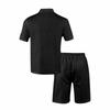 Men's Sports Casual Suit Summer Knitted Short Sleeved Shorts Two Piece Suit Men's T-shirt Lapel Suit