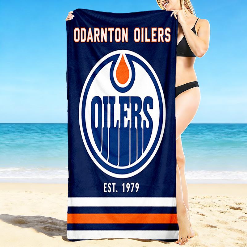 1Pc Edmonton Oilers Emblem Beach Towel, Quick Dry, Multi-Use for Beach Pool Gym Yoga Home Travel, Christmas, Halloween, Xmas Gift M928587