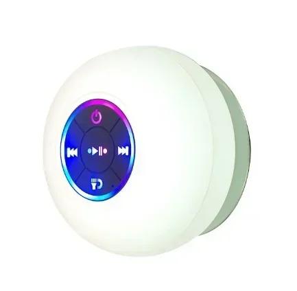 Large Suction Cup Waterproof Bluetooth Speaker LED Light Shower Bathroom Portable Wireless Music Player Convenient Carry