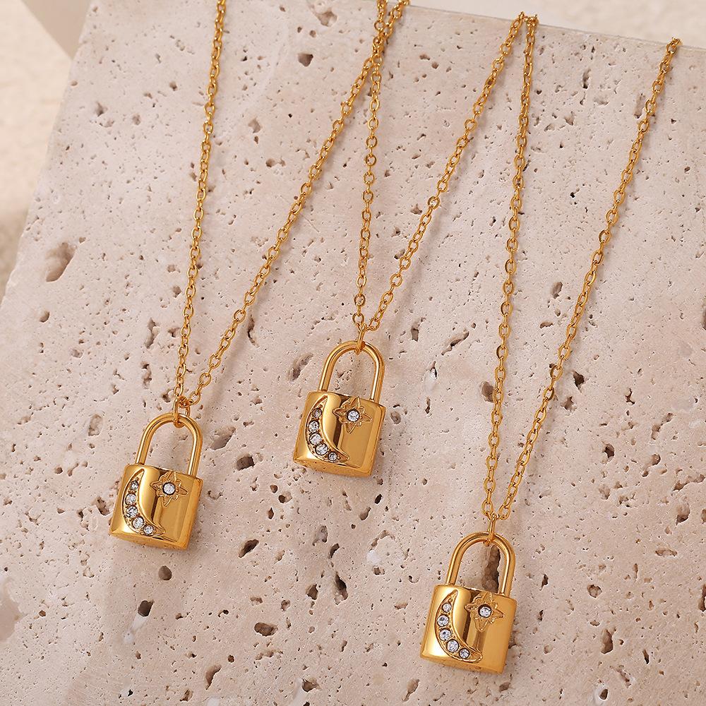 European and American Style Women's Chic All-Match Lock Necklace Temperament Personal Accessories Plated 18K Gold