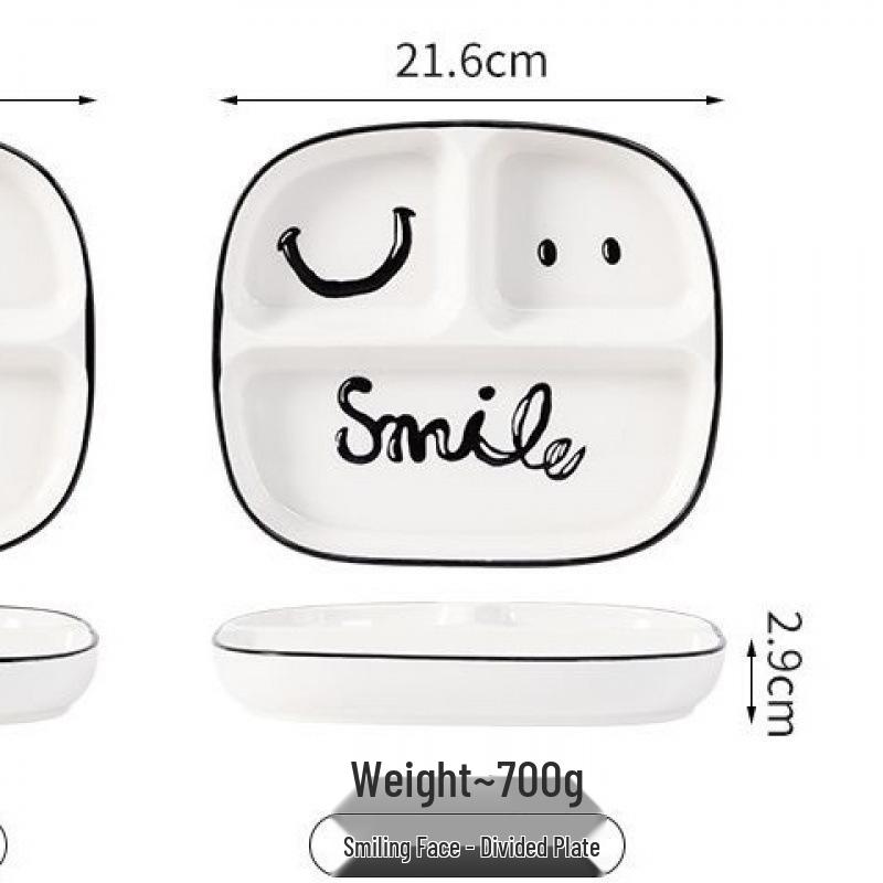 Children’s Ceramic Divided Plate for Portion Control - Creative, Household Breakfast Dish