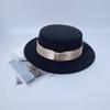 British Retro Flat-top Woolen Top Hat Women's Autumn and Winter Black Versatile Face Small Temperament Men's Retro Felt Hat