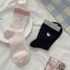 Women's Thin Cotton Love Bow Embroidery Color Collision Mesh Breathable Tube Stack Socks