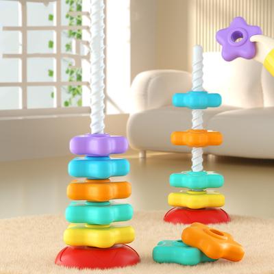 Giocattolo arcobaleno impilabile - Anelli musicali a torre per neonati 1-3 anni, Puzzle Montessori per l'apprendimento precoce e Giocattolo sensoriale per neonati