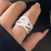 925 Sterling Silver Rings For Women Geometric Fine Jewelry Finger Adjustable Simple 3 Layers Stone Ring For Party Birthday Gift