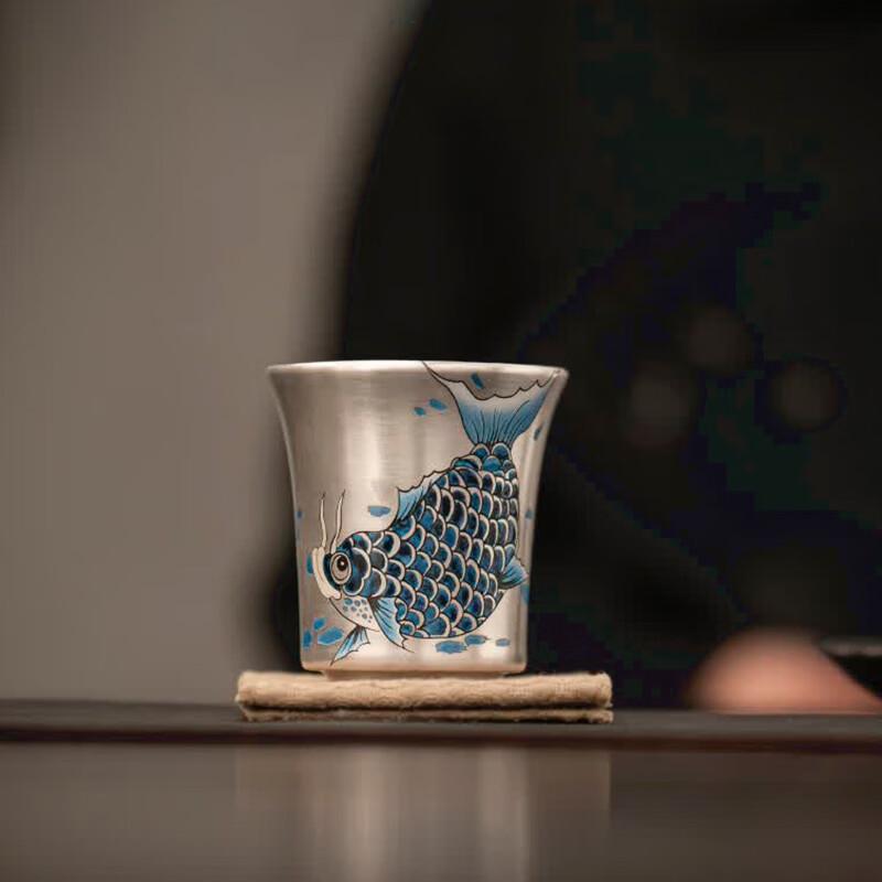 Su s Ceramic Gilt Silver Dragon Fish Master Tea Cup
