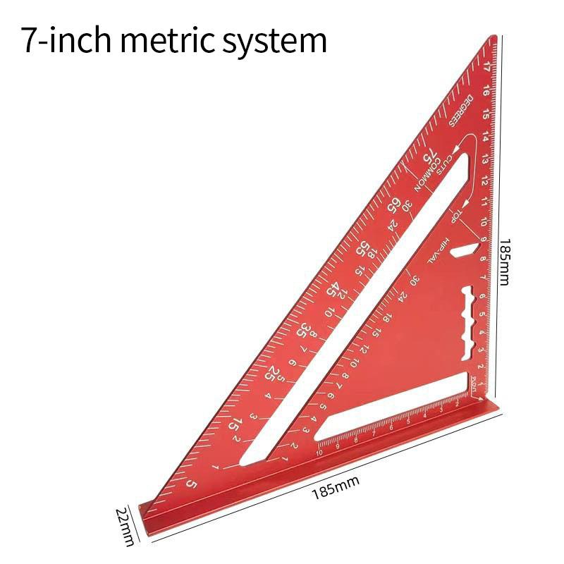 New 7Inch Triangle Ruler Measurement Tool Aluminium Alloy Carpenter Tools Inch Metric Angle Ruler Speed Square Woodworking Tools
