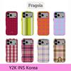 Phone Case for iPhone 17 16 15 14 13 12 11 X XS XR Air Pro Max Plus Luxury Clmj Fragola Coloful Grids Double-layer Back Cover