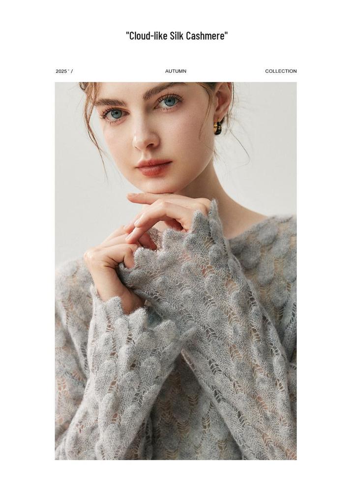 Women's Off-Shoulder Cashmere Knit Floral Petal Sweater - Lightweight, Spring/Autumn, Cozy Style