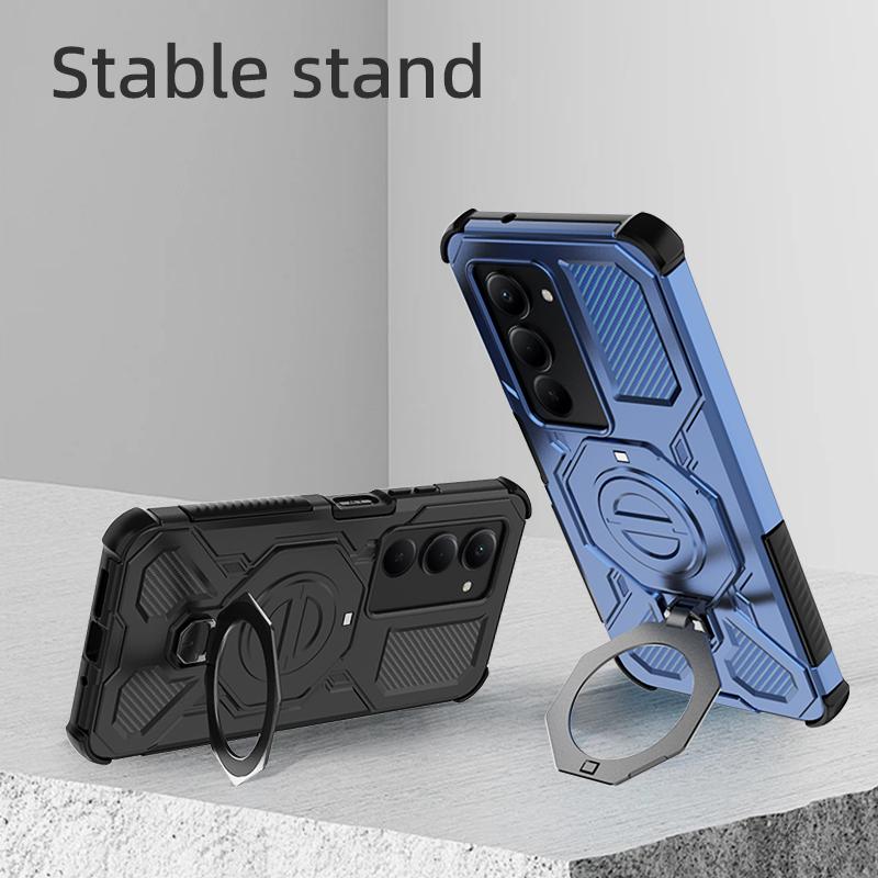 KEYSION Shockproof Magnetic Case for Xiaomi POCO M8s 5G Upright Live Metal Ring Stand Phone Back Cover for POCO M8s 5G