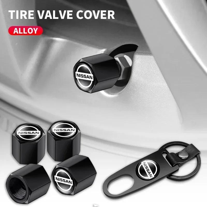 5pcs Car Tire Valve Cap Wheel Stem Cover with Wrench KeyChain For Nissan Nismo Sylphy Juke Qashaqai Titan Altima Xtrail Patrol