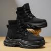 Neuer Herbst-Winter-Stil Runde Spitze Flacher Absatz Einfarbig Große Größe Retro Hochwertig Herren Mittelhohe Waden-Arbeitsstiefel für den Außenbereich
