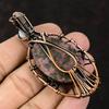 Evil Eye Rhodonite Copper Wire Wrapped Pendant Moonstone Copper Jewelry Handmade Pendant Evil Eye Jewelry Rhodonite Pendant Gift For Friend