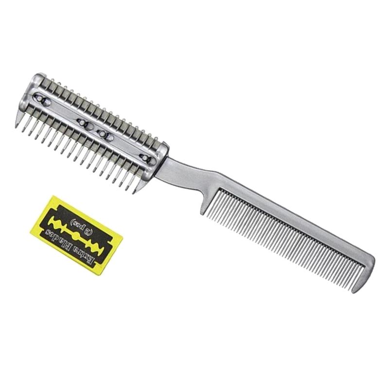 

Pet Plastic Comb with 2 Pieces Metal Blade Dog Hair Trimmer for Razor Combs for Home Grooming Removes Knots and Tangles 1