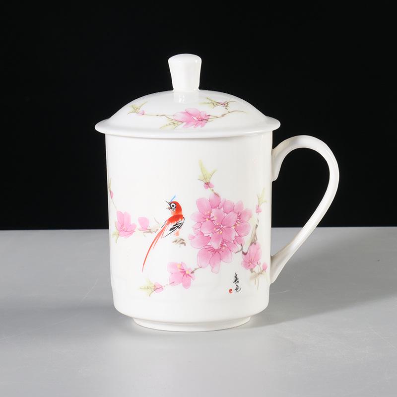 Jingdezhen Ceramic Tea Cup with Lid - Large Capacity for Office & Meetings
