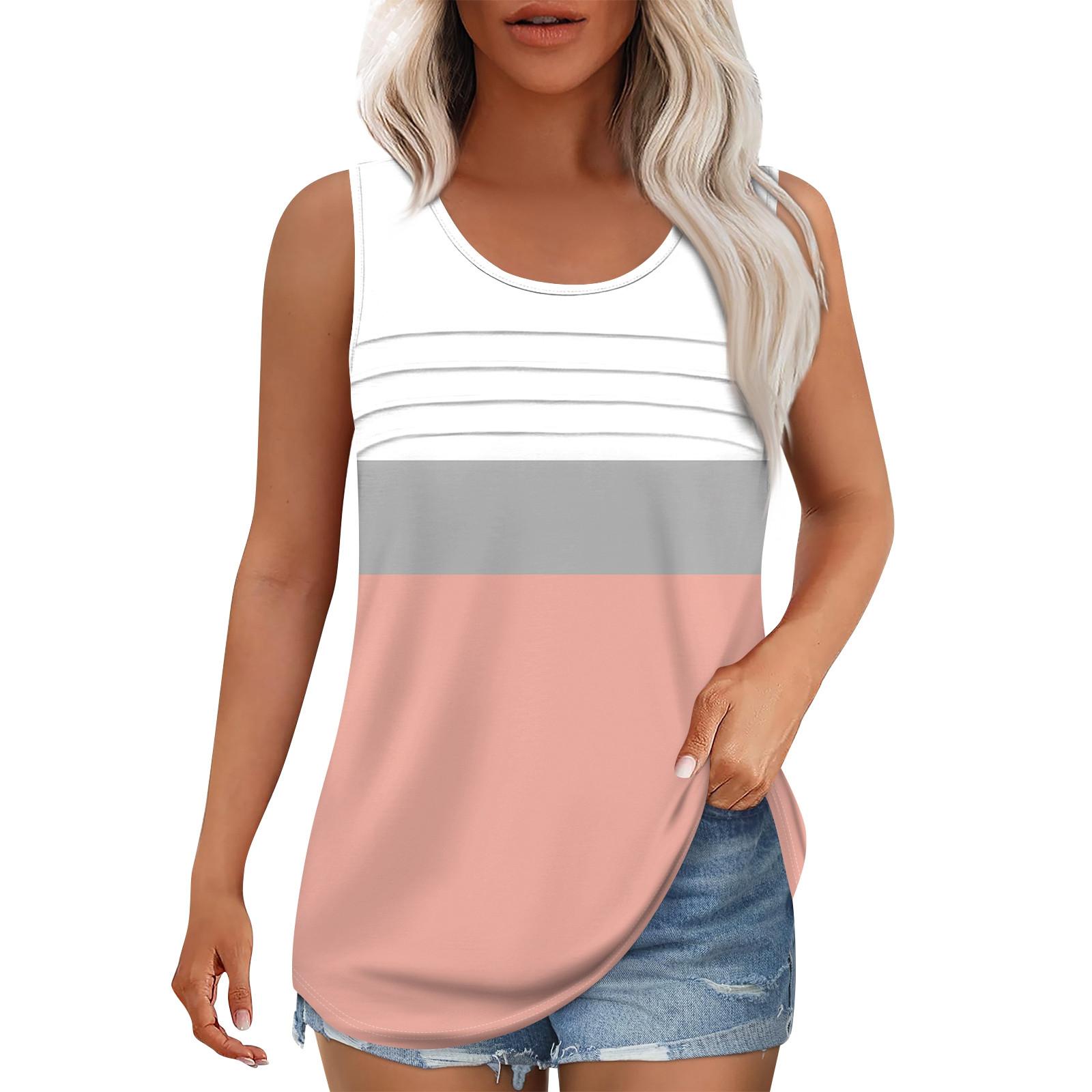 

Майка для женщин Летние наряды Без рукавов Блузки с принтом Повседневные свободные рубашки Округлый вырез Складки спереди XL арбуз красный