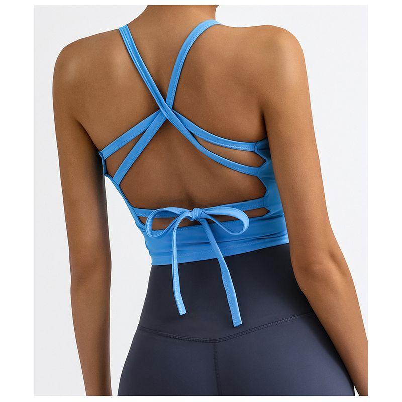 

2025 New Yoga Vest Women s Beauty Back Strap High Elastic Quick-Drying Sports and Fitness Running Intimates Shockproof Push-up Fashion Lake Blue S