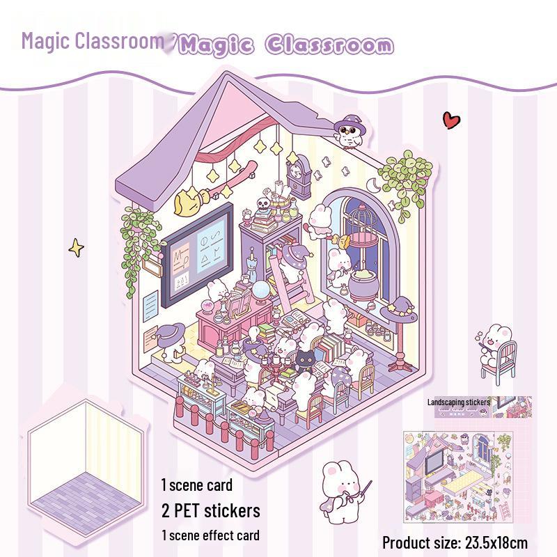 3D Miniature Scene Sticker Set - DIY Three-Dimensional House Puzzle