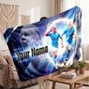 Erling Haaland Personalized Fleece Blanket With Football Logo, Custom Name Text Soft Warm Home Throw Blanket