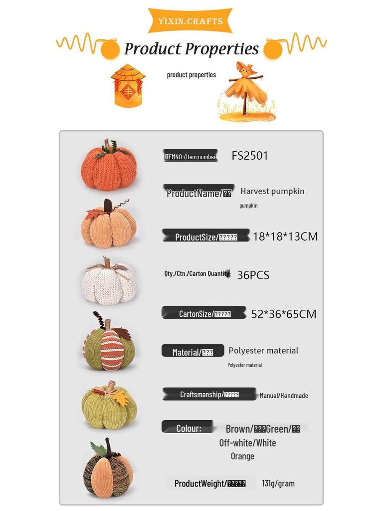 Ornamento Zucca Artigianale 2025 per Decorazioni del Giorno del Ringraziamento e della Festa del Raccolto