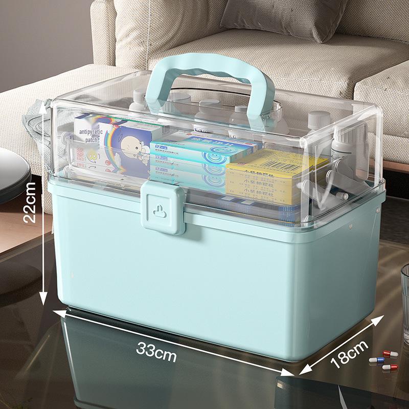 Large Household Three-Layer Medicine Organizer Box