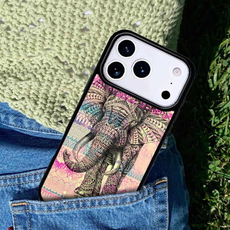 Aztec Floral Elephant Tribal Phone Case Cover for IPhone 11 12 13 14 15 16e 17 Pro Max Coque for IPhone 17 Air