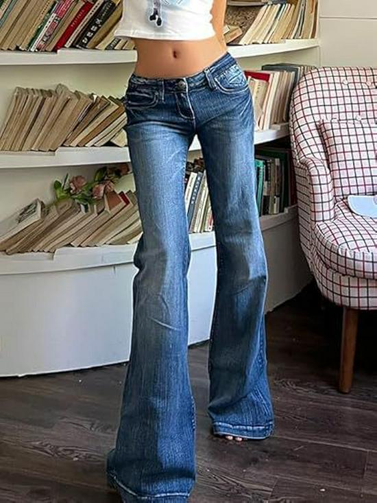 

Retro American Spicy Girl Flared Slimming Elastic Denim Jeans for Women Medium