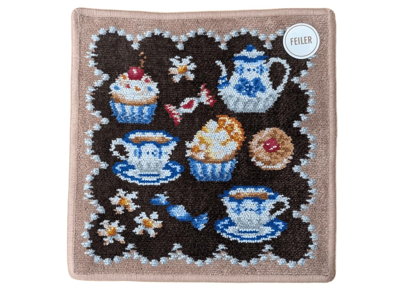 FEILER Sweet Treat Handkerchief 25cm x 25cm Cotton Dark Feiler Japan SWEET TREAT (Feiler) Brown/Brown