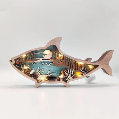 Neue nordische Stil kreative Holzschnitzerei Fisch Seestern Jakobsmuschel Beleuchtung Marine Holz Handwerk Ornamente Home Zubehör