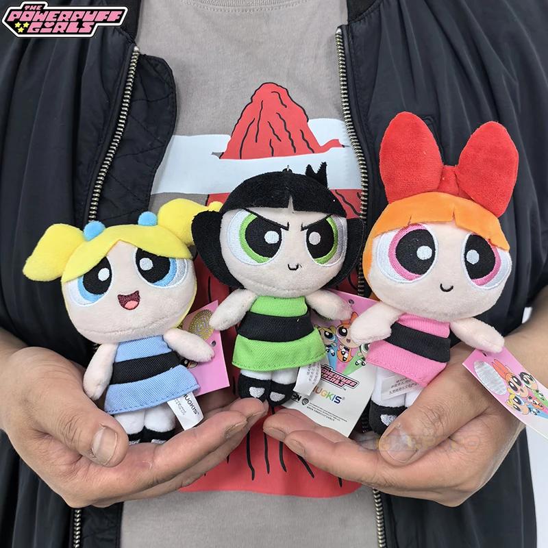 12cm Classic Powerpuff Girls Keychain Blossom Bubbles Buttercup Pp Cotton Filled Plush Keychain Cartoon Pendant Doll