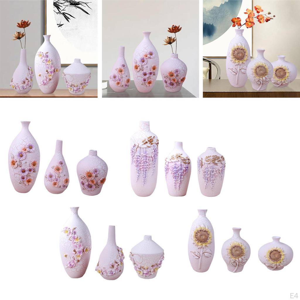 3er-Pack Harzvase Elegante Blumenvase für Hochzeitsfeier Heim Wohnzimmer Dekoration Ornament